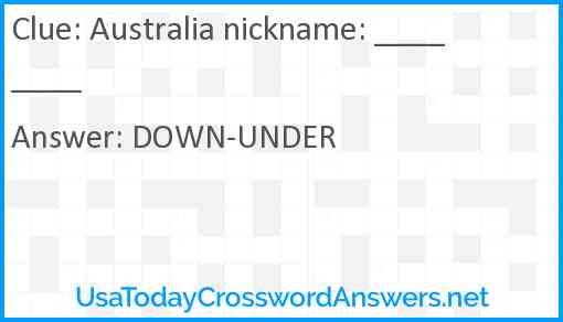 Australia nickname Answer