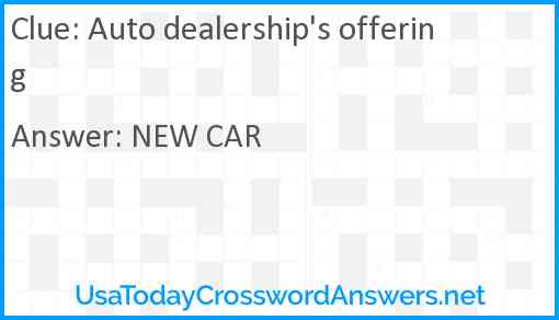 Auto dealership's offering Answer