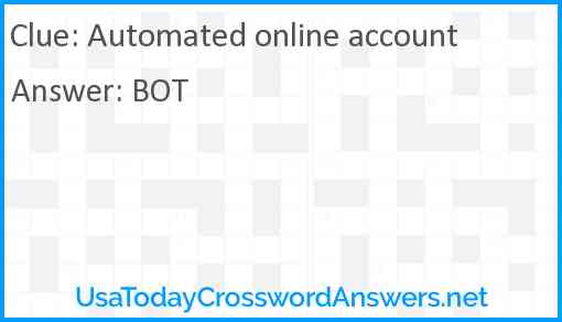 Automated online account Answer