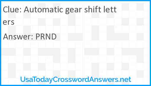 Automatic gear shift letters Answer