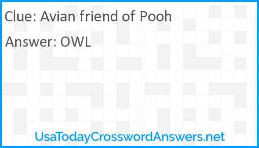 Avian friend of Pooh Answer