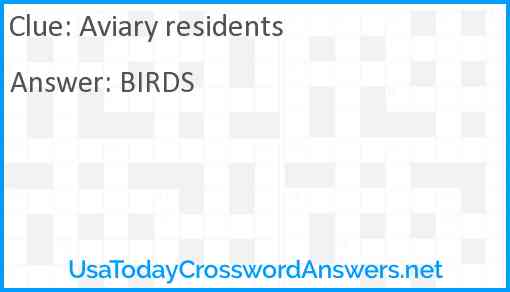 Aviary residents Answer
