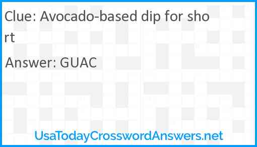 Avocado-based dip for short Answer