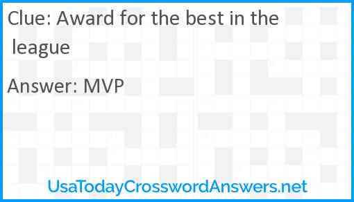 Award for the best in the league Answer