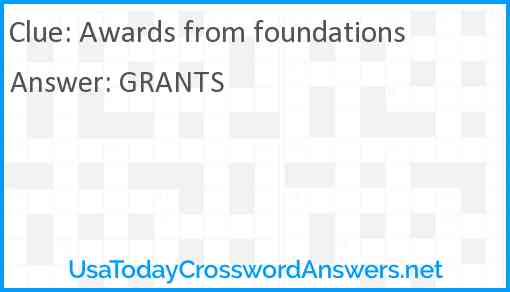 Awards from foundations Answer