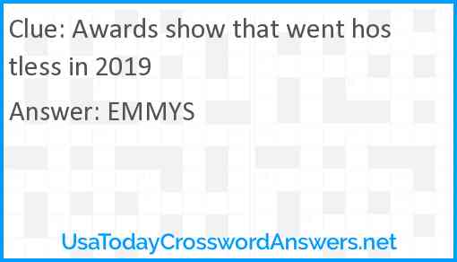 Awards show that went hostless in 2019 Answer