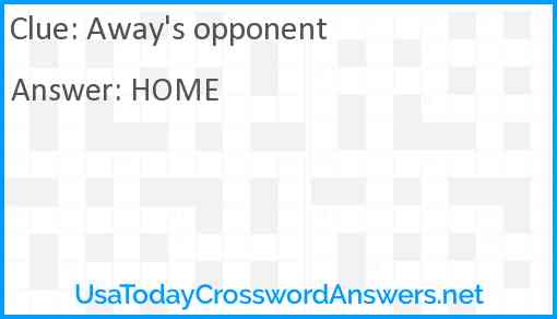 Away's opponent Answer