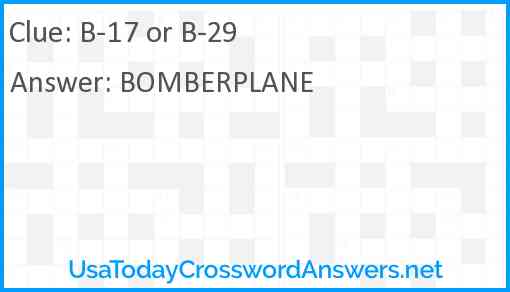B-17 or B-29 Answer
