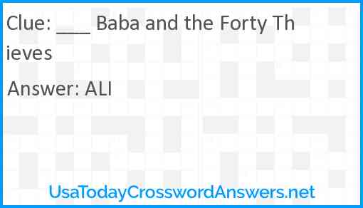 ___ Baba and the Forty Thieves Answer