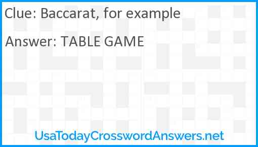 Baccarat, for example Answer