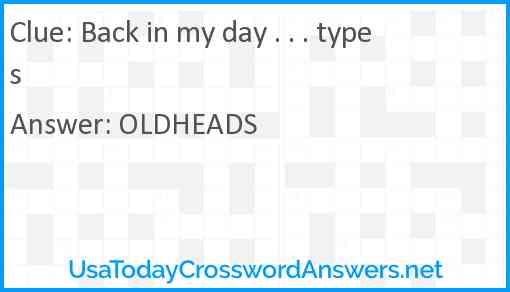 Back in my day . . . types Answer