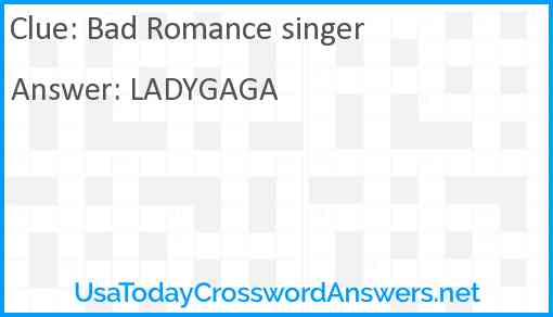 Bad Romance singer Answer