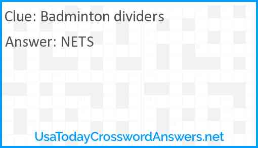 Badminton dividers Answer