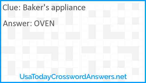 Baker's appliance Answer