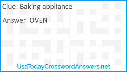 Baking appliance Answer