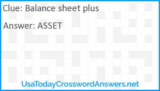 Balance sheet plus Answer