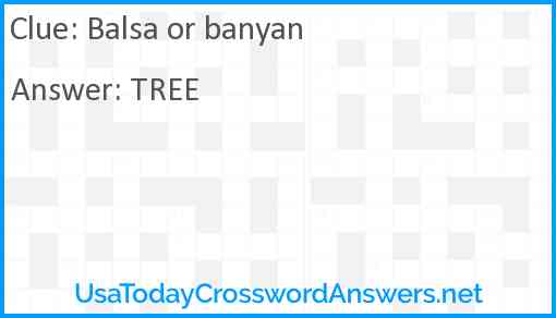 Balsa or banyan Answer