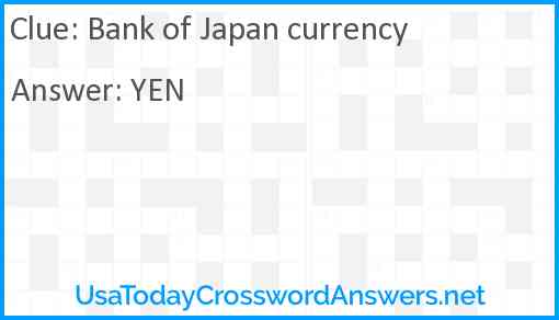 Bank of Japan currency Answer