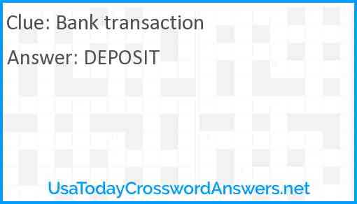 Bank transaction Answer