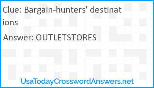Bargain-hunters' destinations Answer