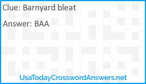 Barnyard bleat Answer