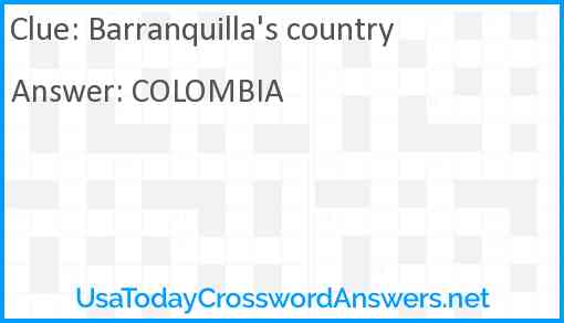 Barranquilla's country Answer