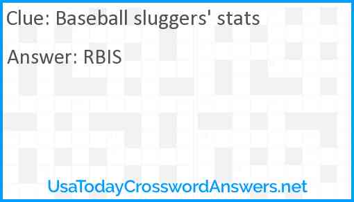 Baseball sluggers' stats Answer