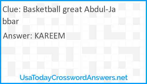 Basketball great Abdul-Jabbar Answer