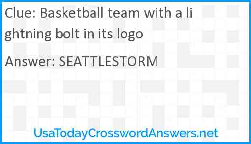 Basketball team with a lightning bolt in its logo Answer