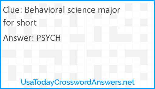 Behavioral science major for short Answer
