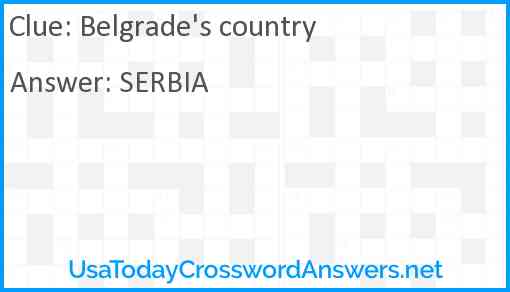 Belgrade's country Answer