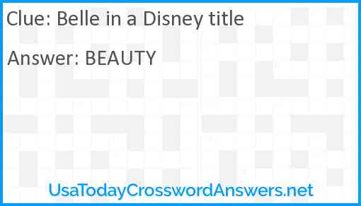 Belle in a Disney title Answer