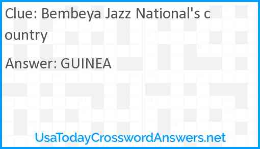 Bembeya Jazz National's country Answer