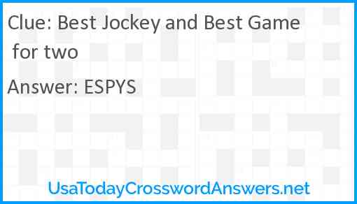 Best Jockey and Best Game for two Answer