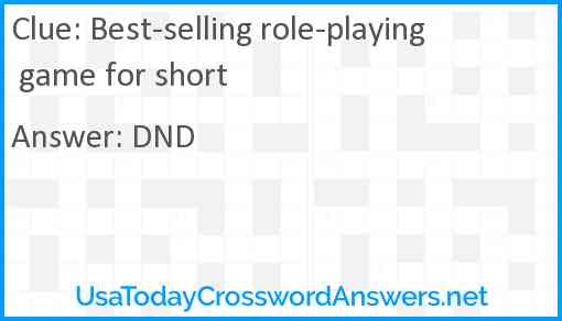 Best-selling role-playing game for short Answer