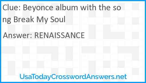 Beyonce album with the song Break My Soul Answer