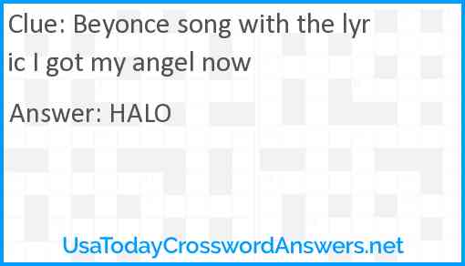 Beyonce song with the lyric I got my angel now Answer