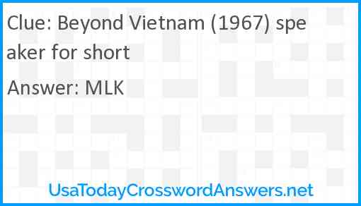 Beyond Vietnam (1967) speaker for short Answer