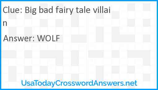 Big bad fairy tale villain Answer