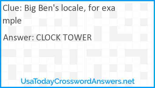 Big Ben's locale, for example Answer
