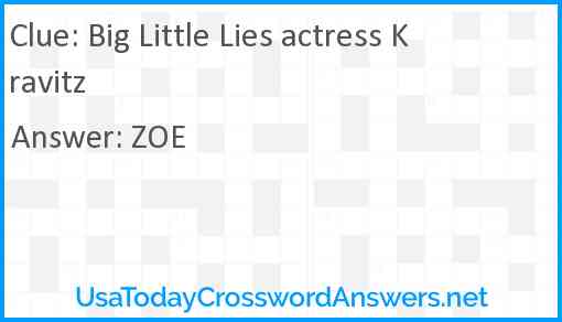 Big Little Lies actress Kravitz Answer