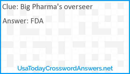 Big Pharma's overseer Answer