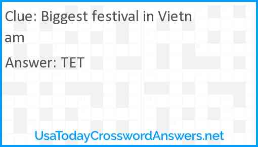 Biggest festival in Vietnam Answer
