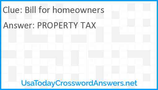 Bill for homeowners Answer