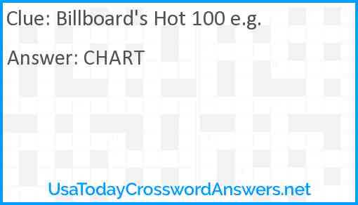 Billboard's Hot 100 e.g. Answer
