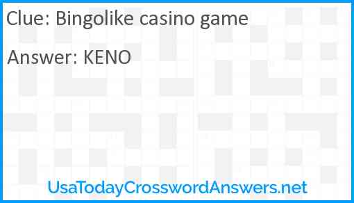 Bingolike casino game Answer