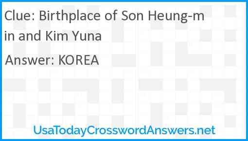 Birthplace of Son Heung-min and Kim Yuna Answer