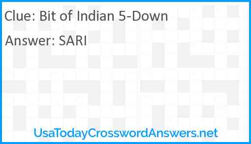 Bit of Indian 5-Down Answer