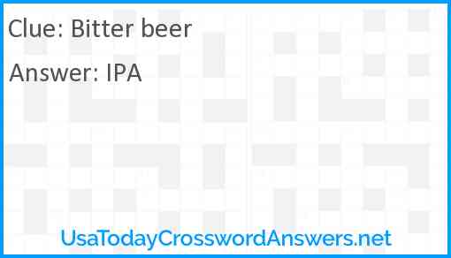 Bitter beer Answer