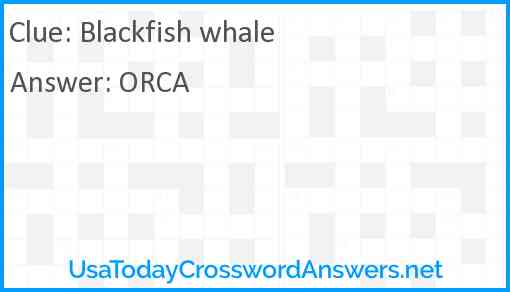 Blackfish whale Answer